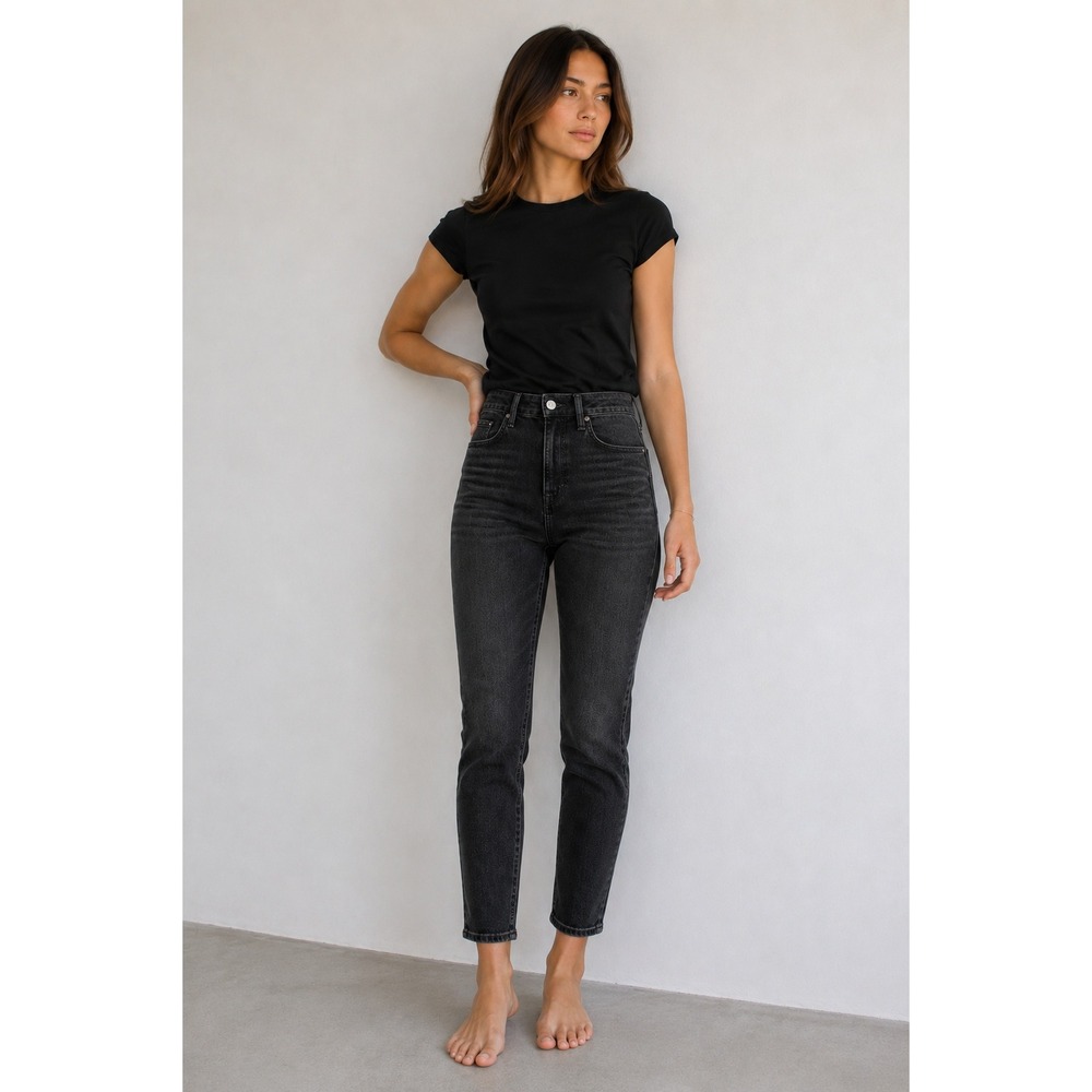 Rag & Bone Nina High-Rise Ankle Cigarette Jeans Colby Grey Acid Wash 25